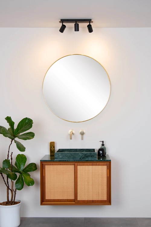 Lucide LENNERT - Ceiling spotlight Bathroom - LED Dim. - GU10 - 3x5W 3000K - IP44 - Black - atmosphere 1